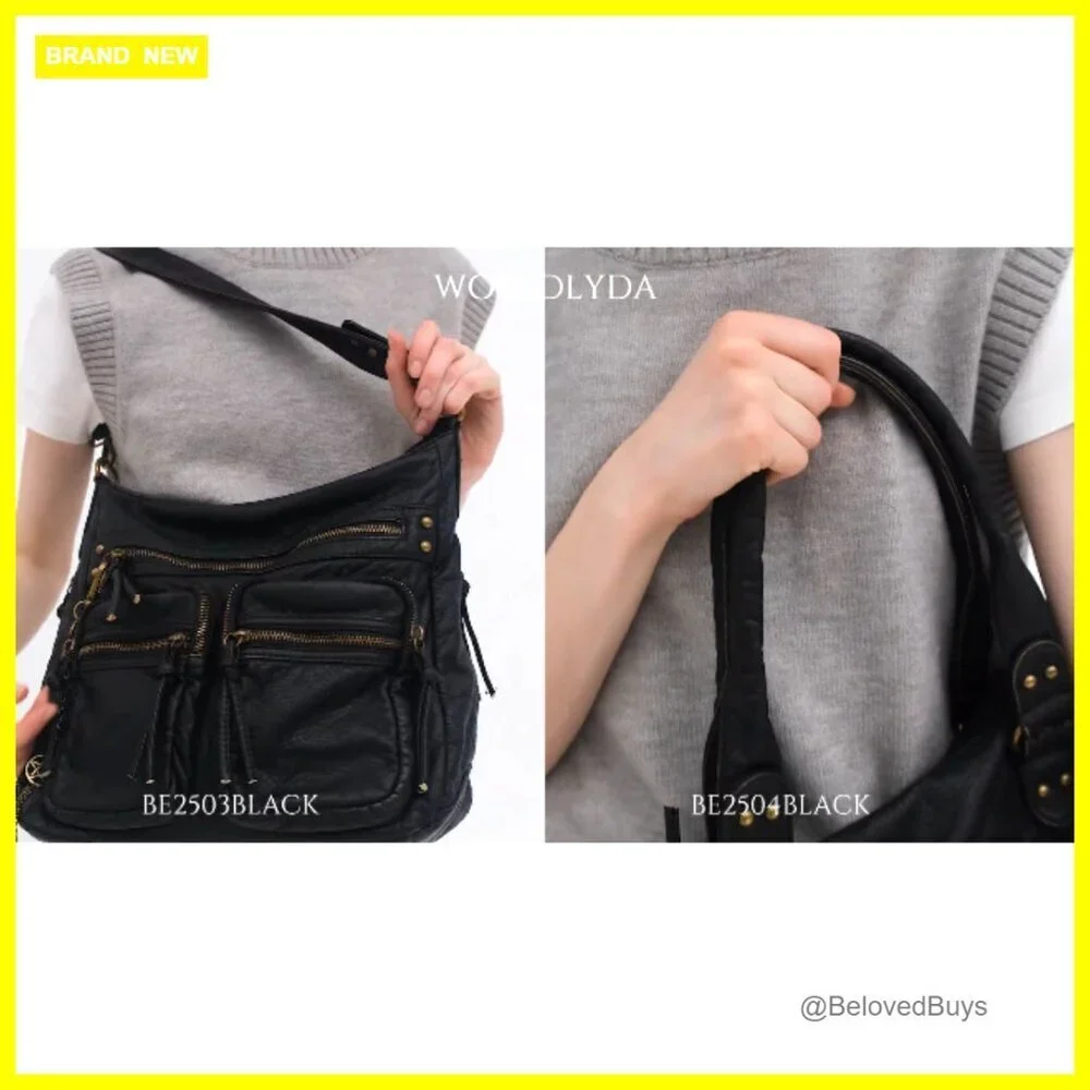Large Vegan Leather Hobo Crossbody Shoulder Bag Multi-Pocket Y2K Vintage
